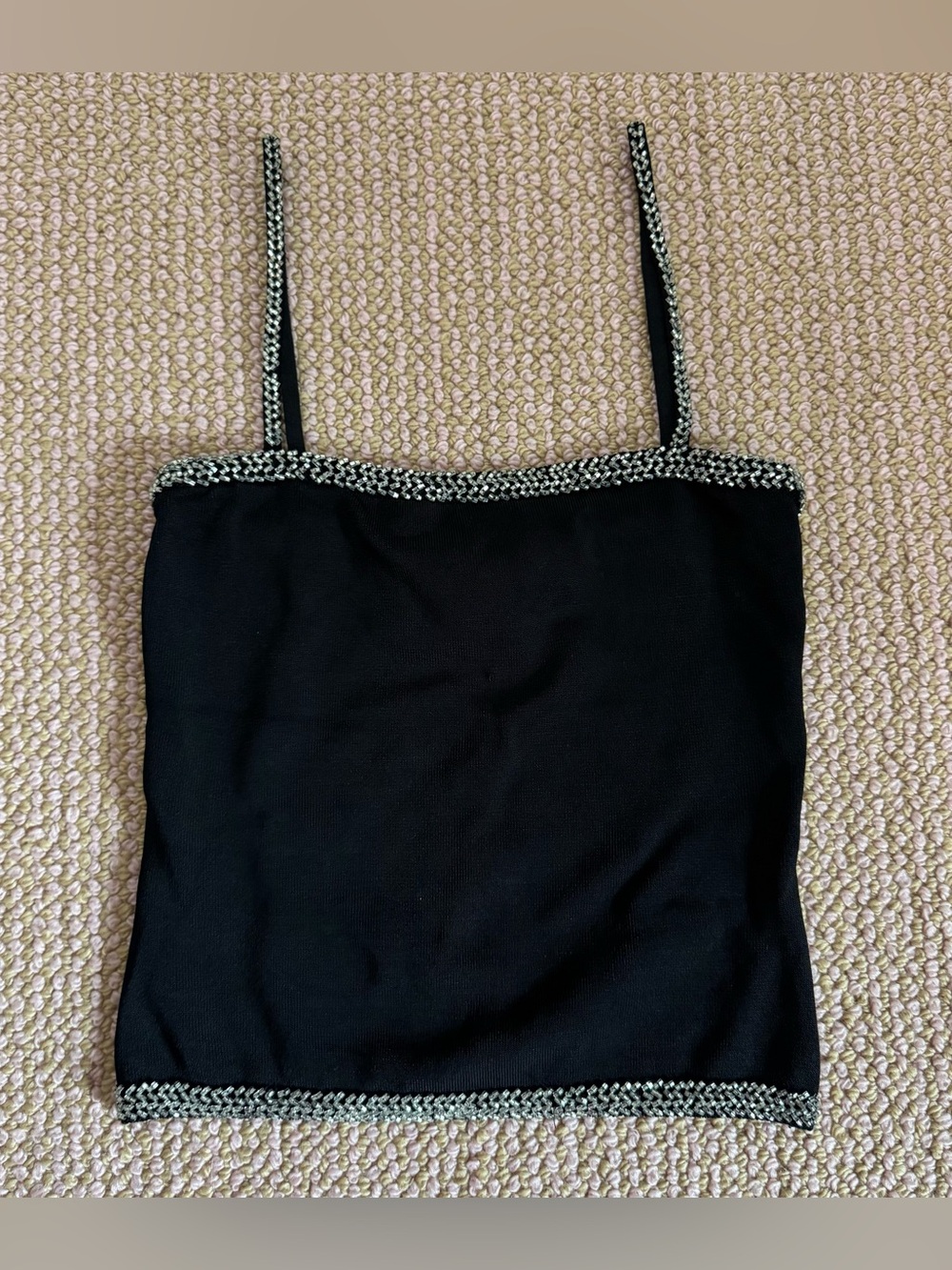black beaded cropped nicole miller tank